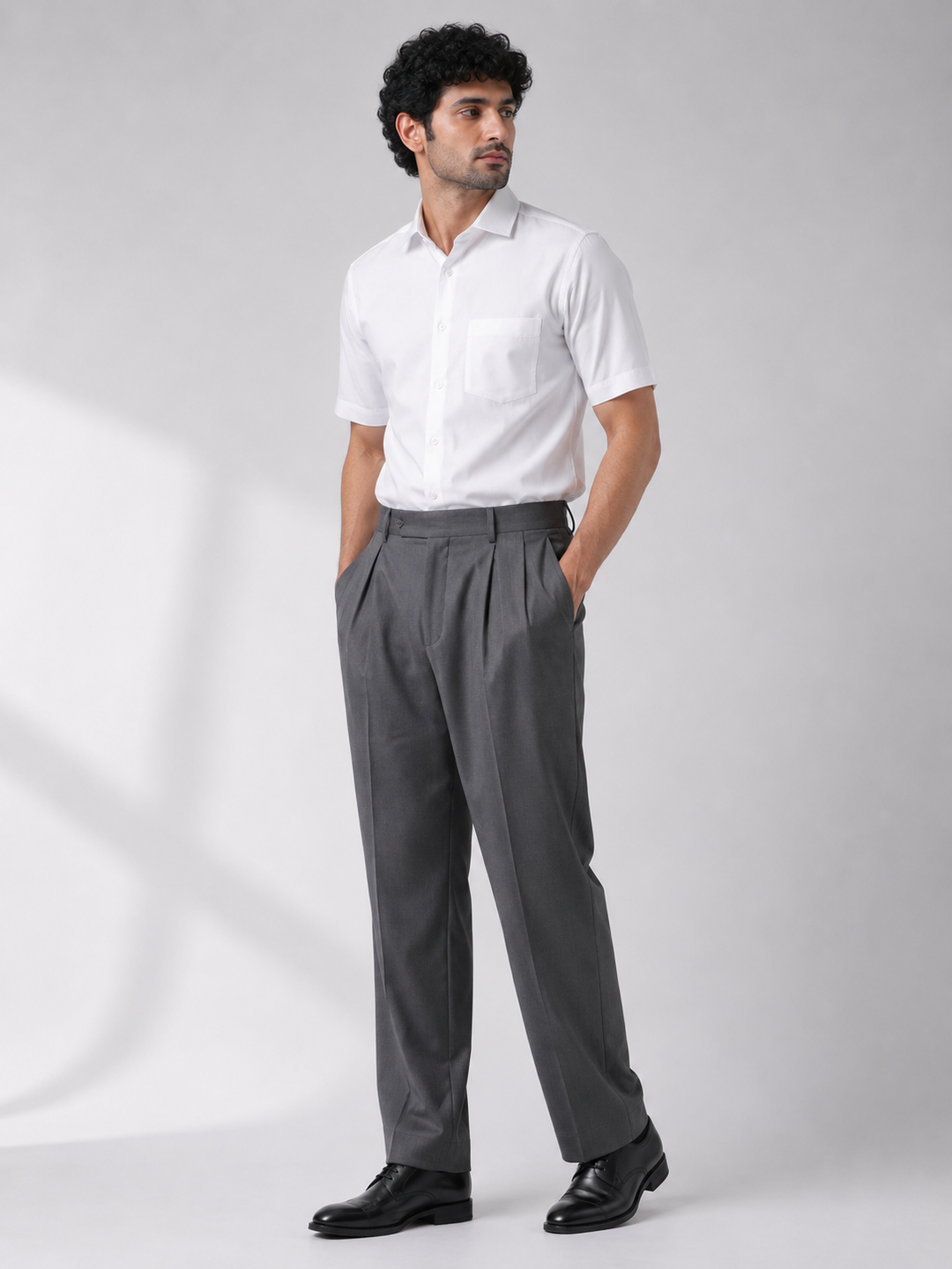 White Short Sleeve Formal Shirt with Classic Collar
