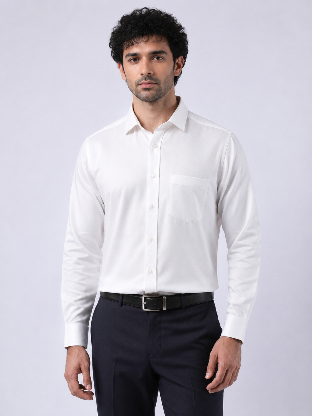 Classic White Full Sleeve Formal Satin Shirt