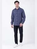 Navy Blue & White Vertical Stripe Full Sleeve Formal Shirt