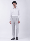 White Full Sleeve Polo Placket Shirt with Classic Collar