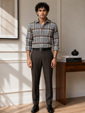 Men’s Multicolor Checked Full-Sleeve Casual Shirt with Smart-Fit Trousers