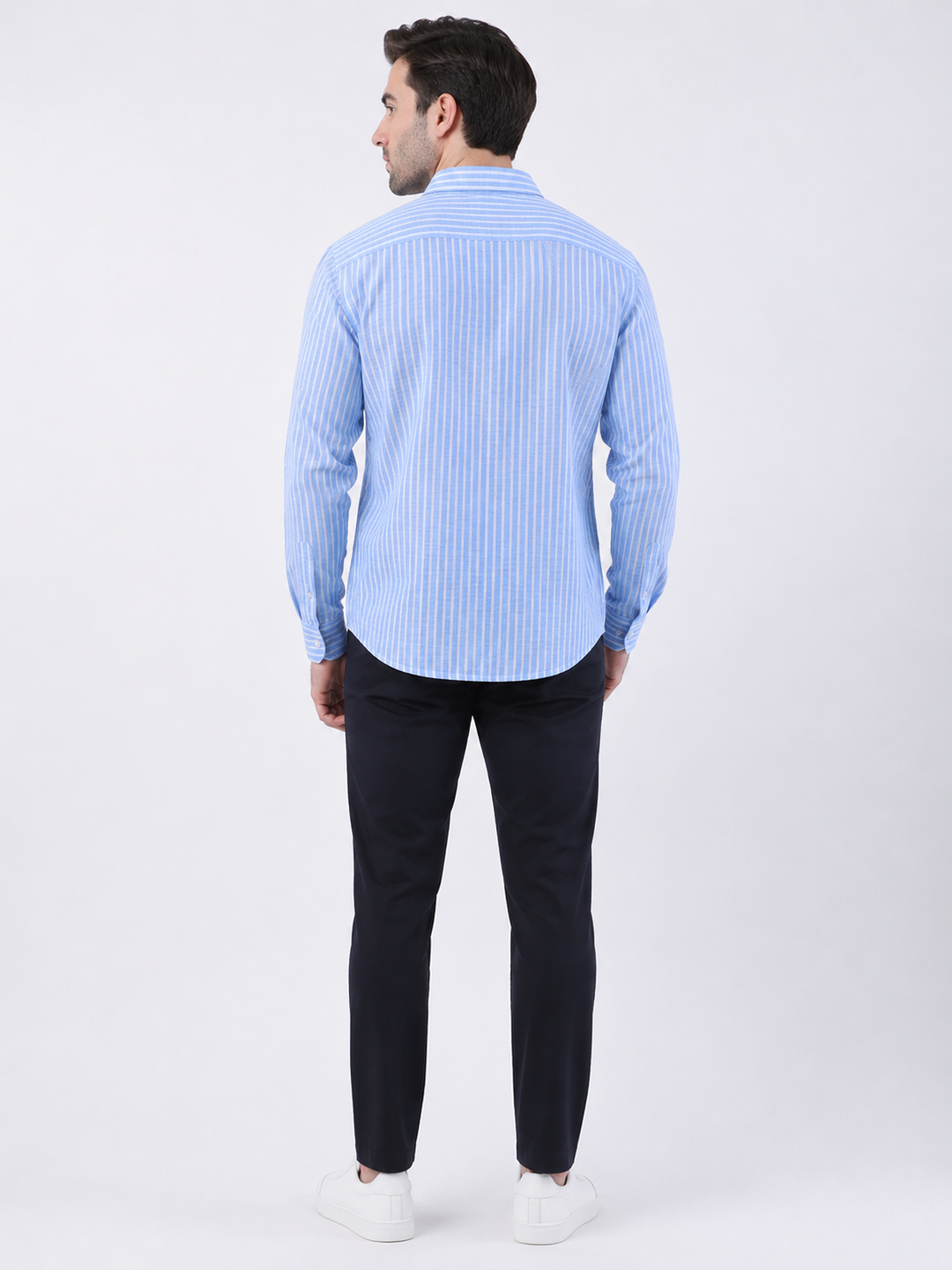 Light Blue & White Vertical Stripe Full Sleeve Formal Shirt