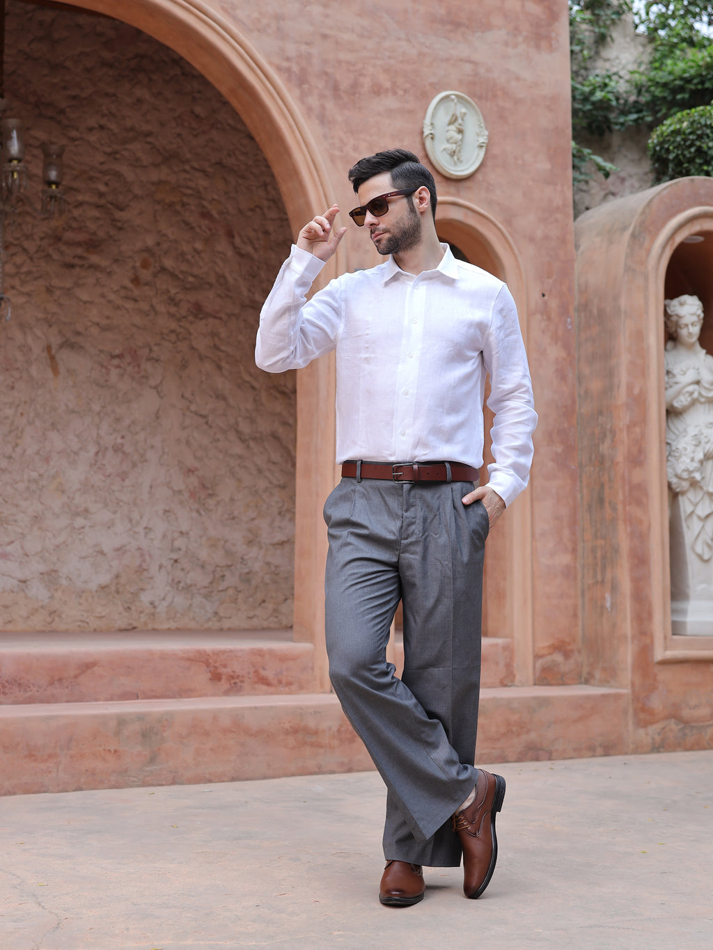 Classic White Cotton Linen Full Sleeve Shirt