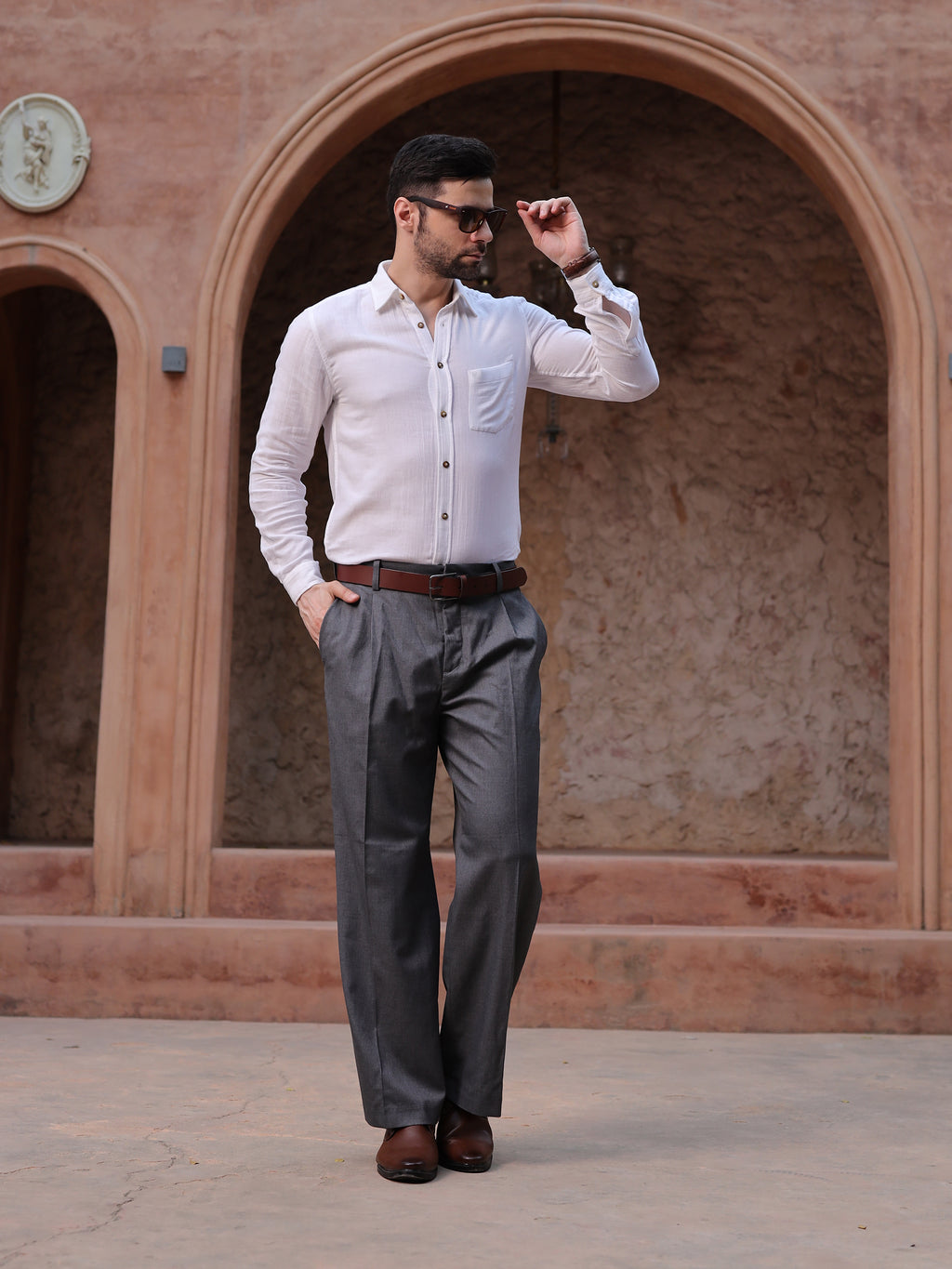 Classic White Cotton Linen Full Sleeve Shirt