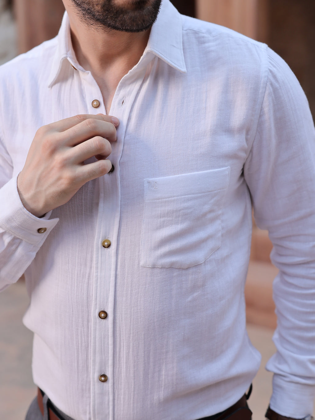 Classic White Cotton Linen Full Sleeve Shirt