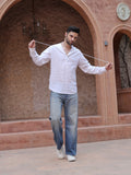 Men's White Linen Casual Shirt