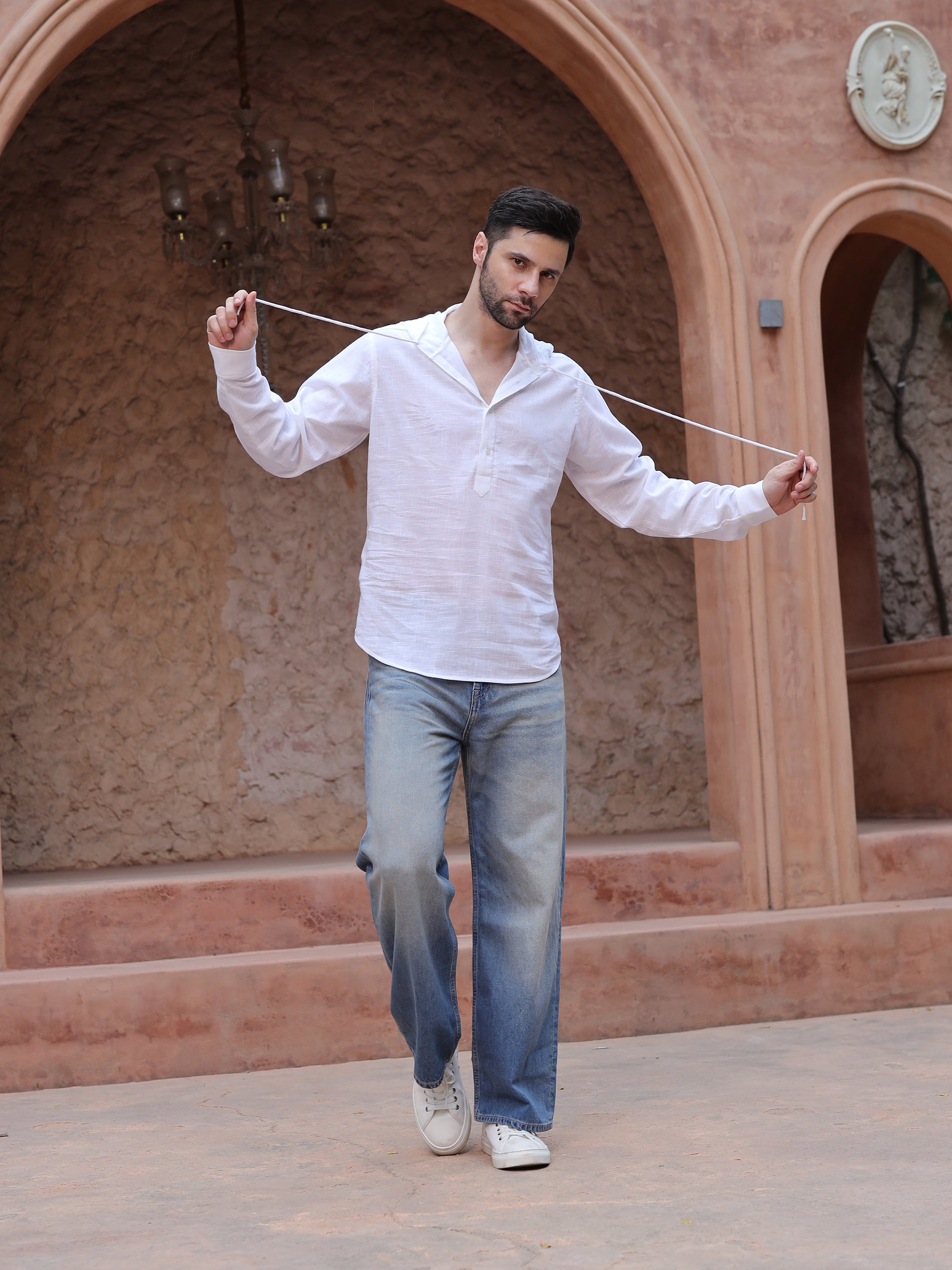 Men's White Linen Casual Shirt