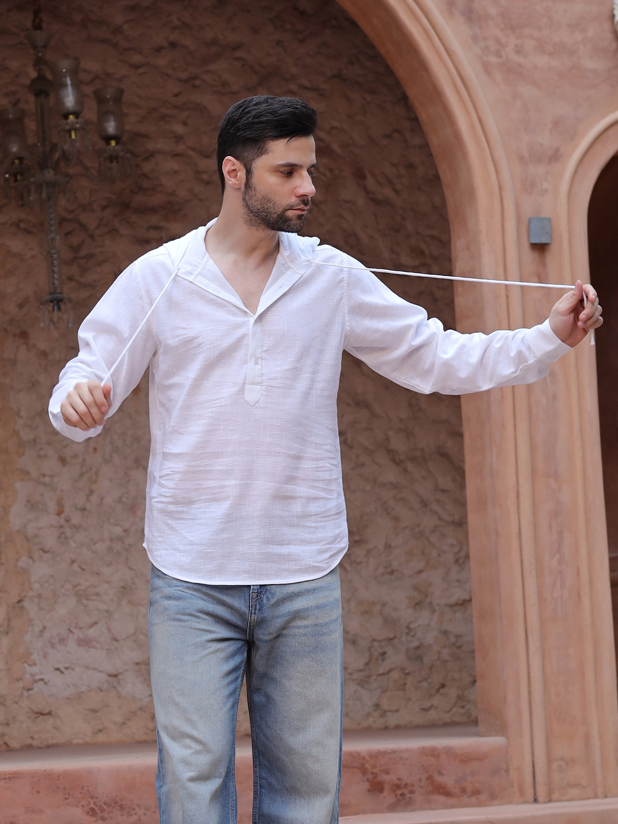 Men's White Linen Casual Shirt