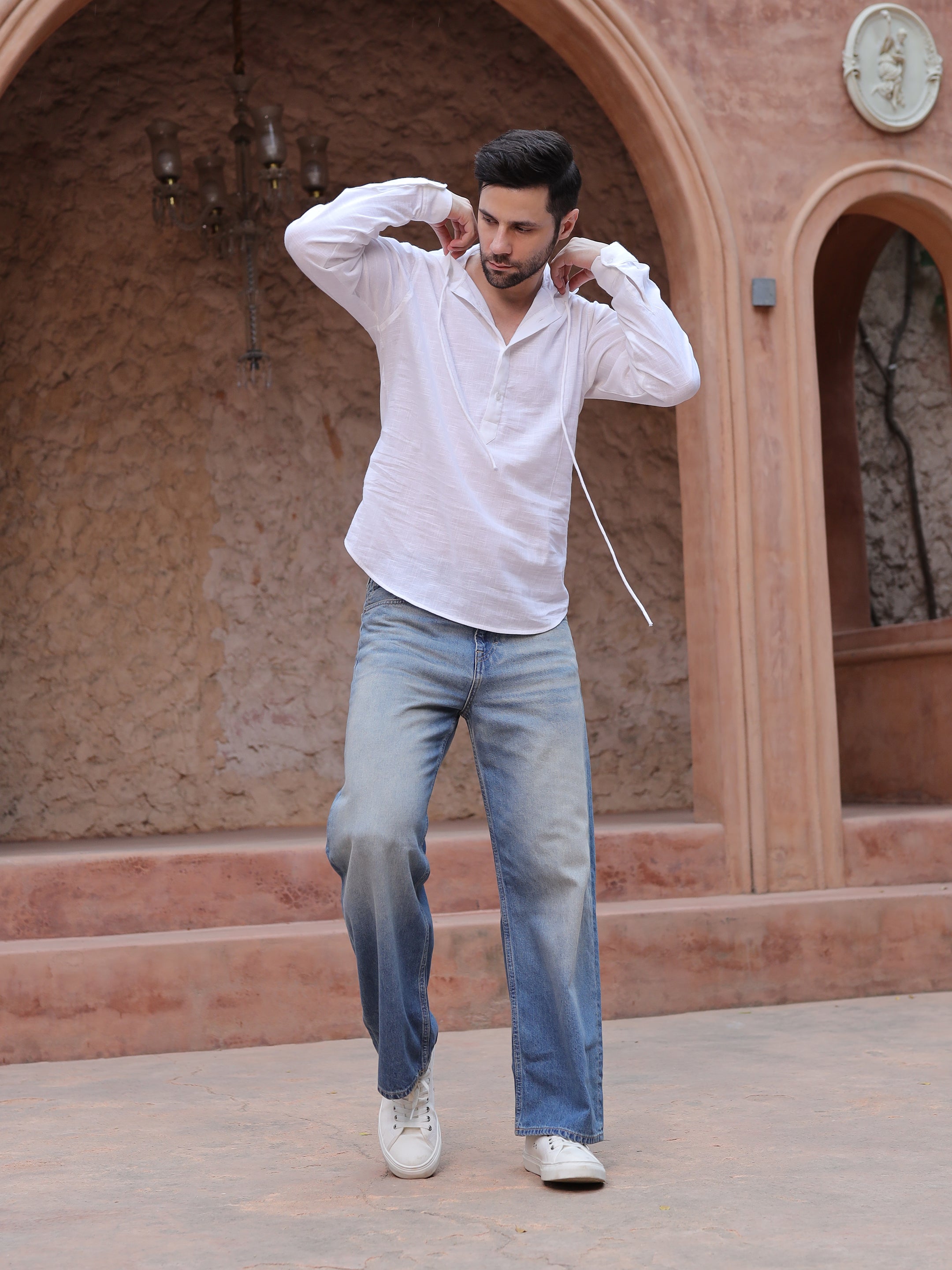 Men's White Linen Casual Shirt