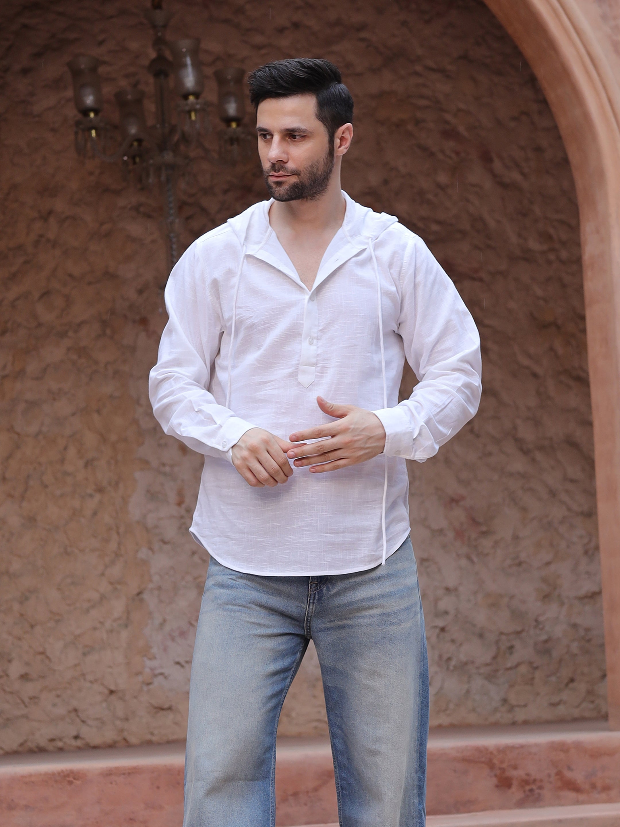 Men's White Linen Casual Shirt