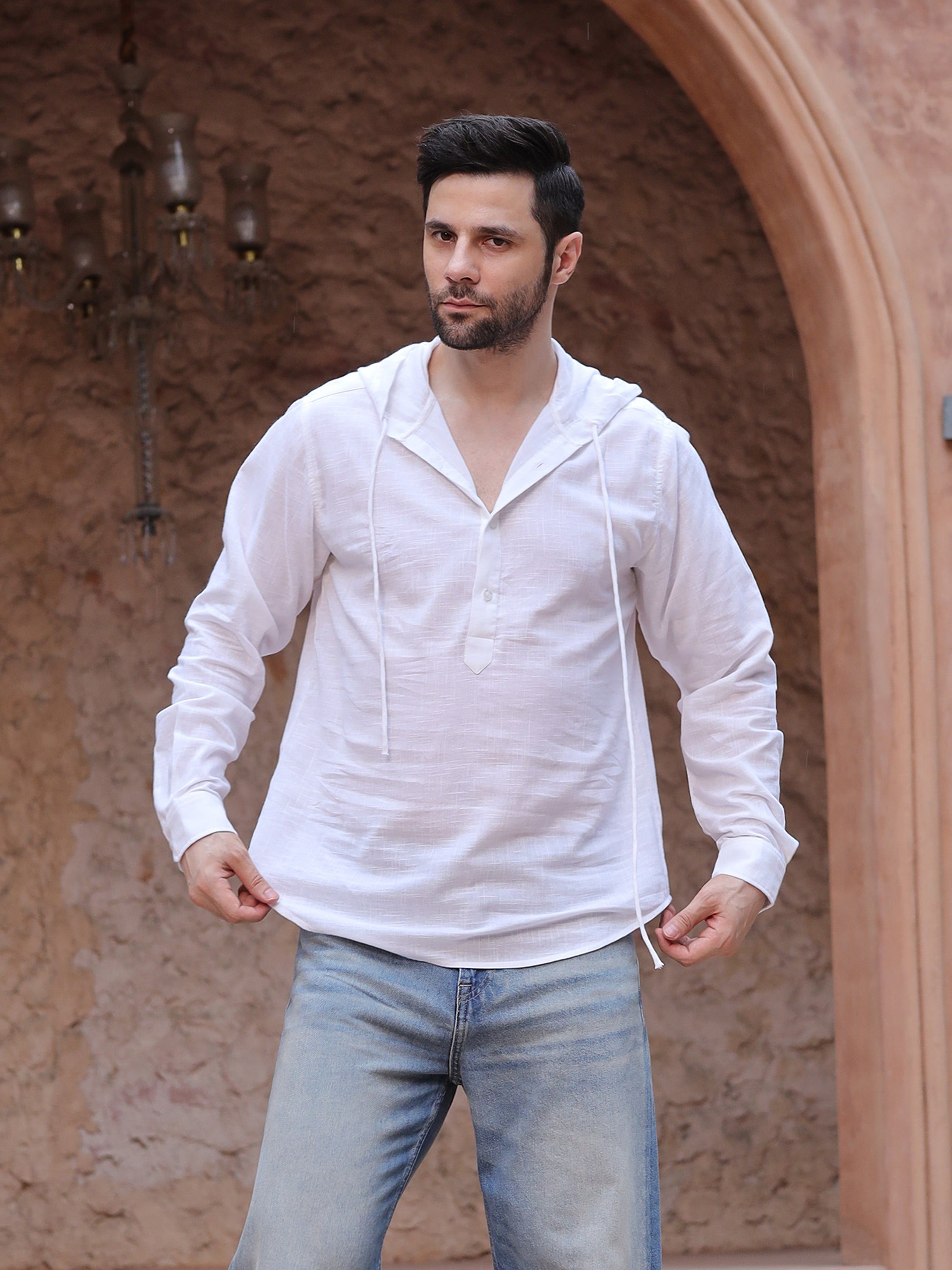 Men's White Linen Casual Shirt
