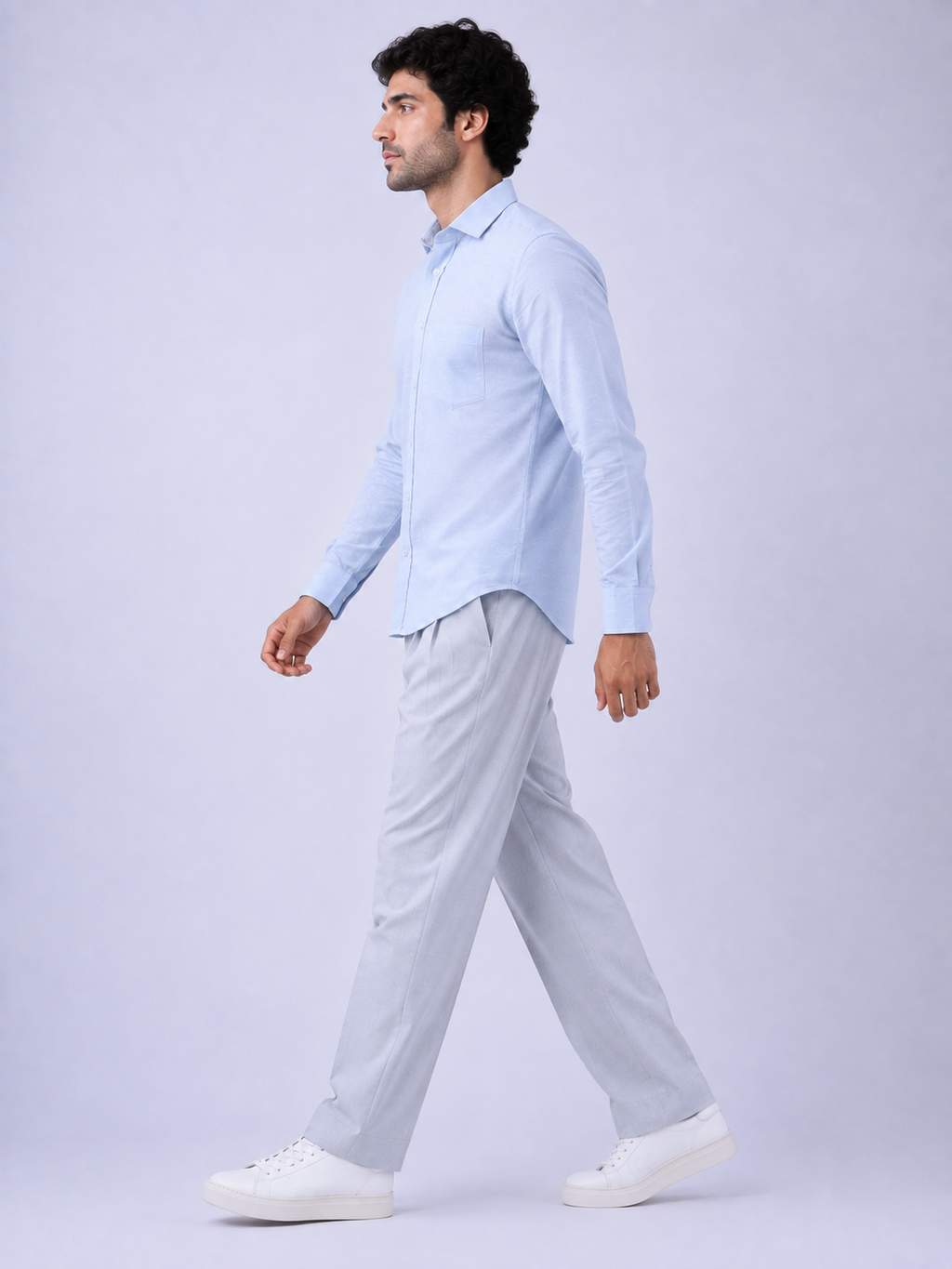 Men's Light Blue Solid Full Sleeve Casual Shirt