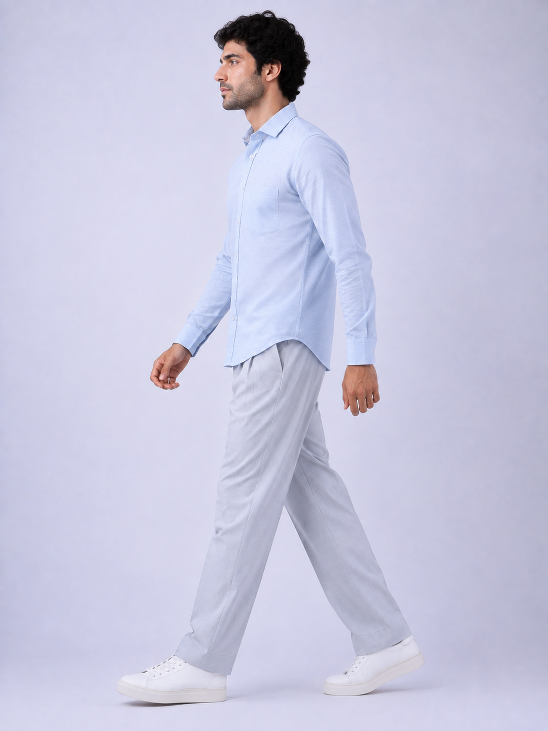 Men's Light Blue Solid Full Sleeve Casual Shirt