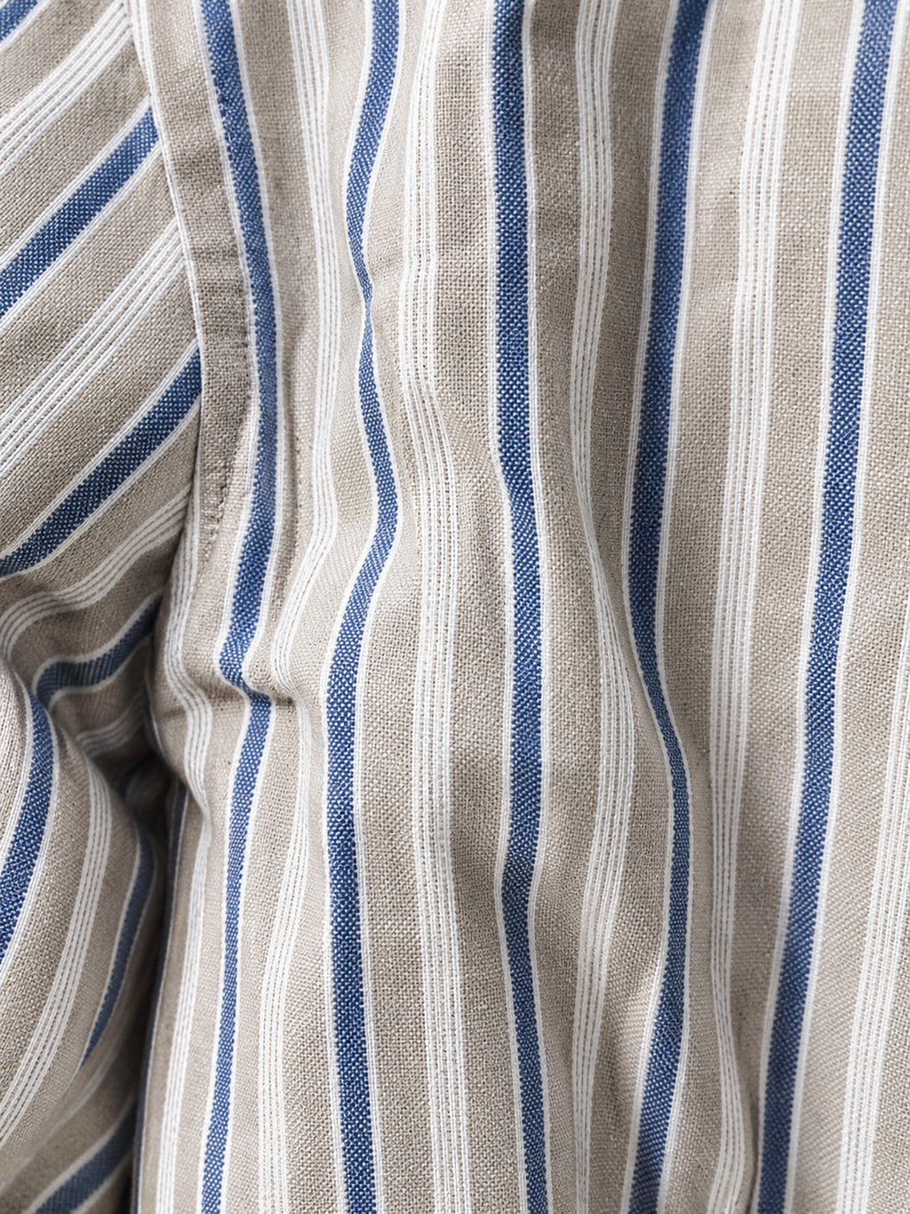 Beige & Blue Vertical Stripe Full Sleeve Cotton Casual Shirt