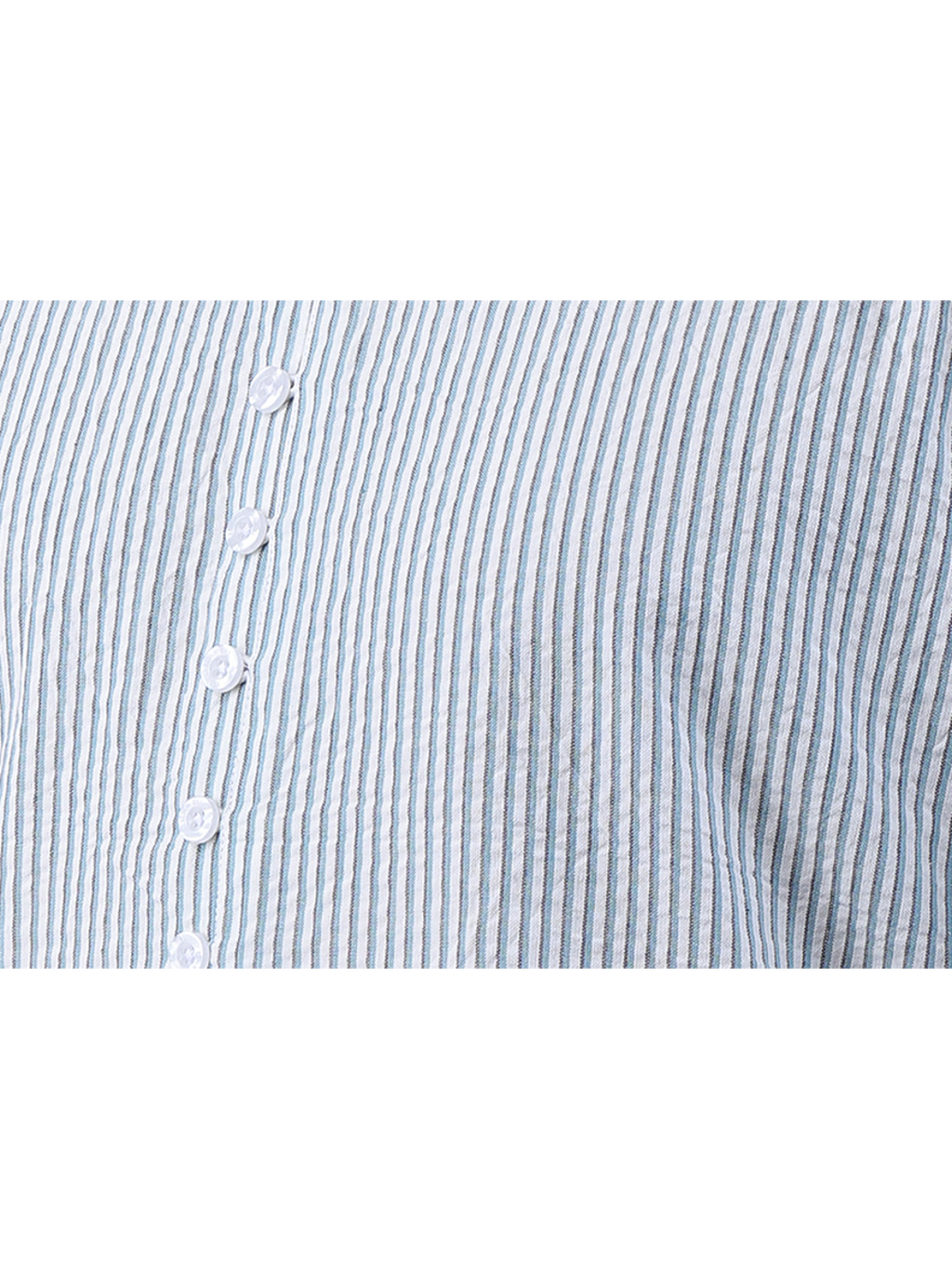Light Blue Striped Cotton Full Sleeve Henley Shirt