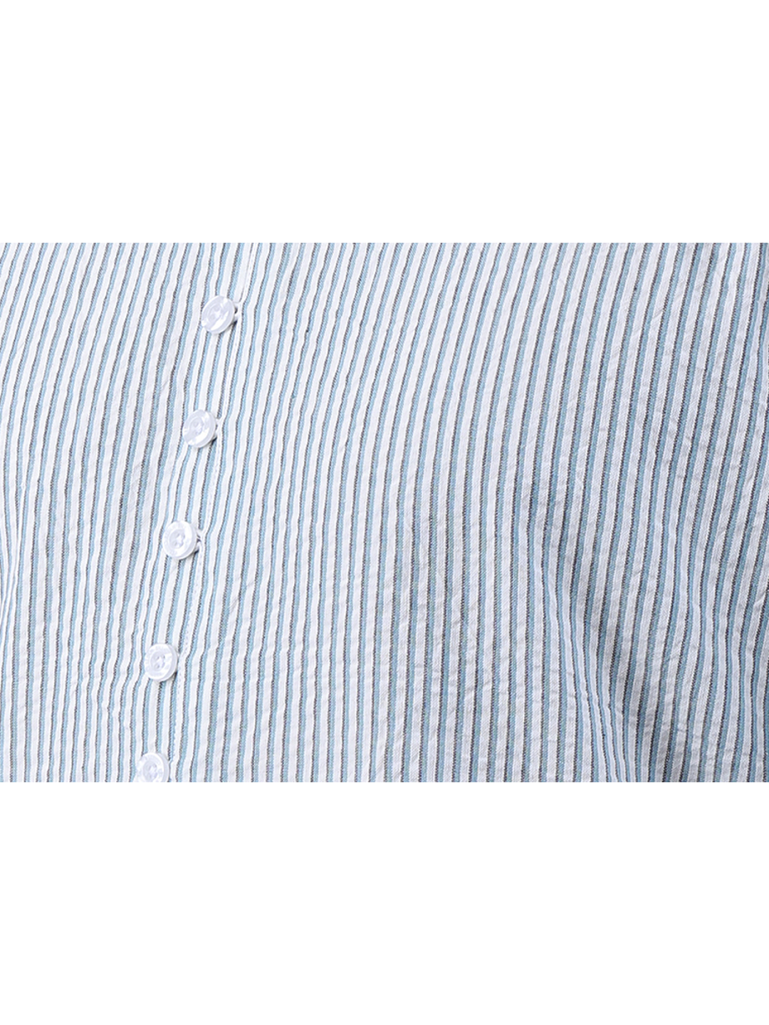 Light Blue Striped Cotton Full Sleeve Henley Shirt