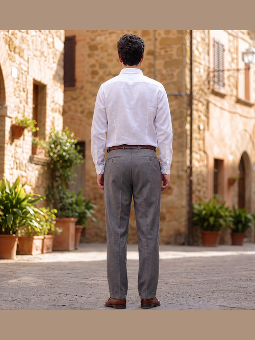 Classic White Cotton Linen Full Sleeve Shirt