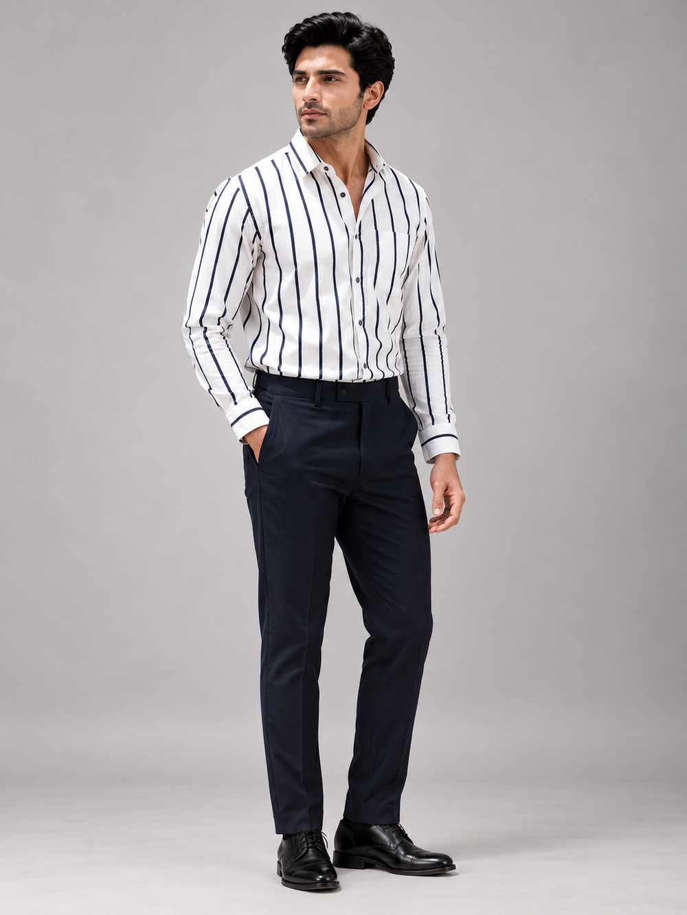 Riviera Stripe – Navy Stripe Formal Shirt